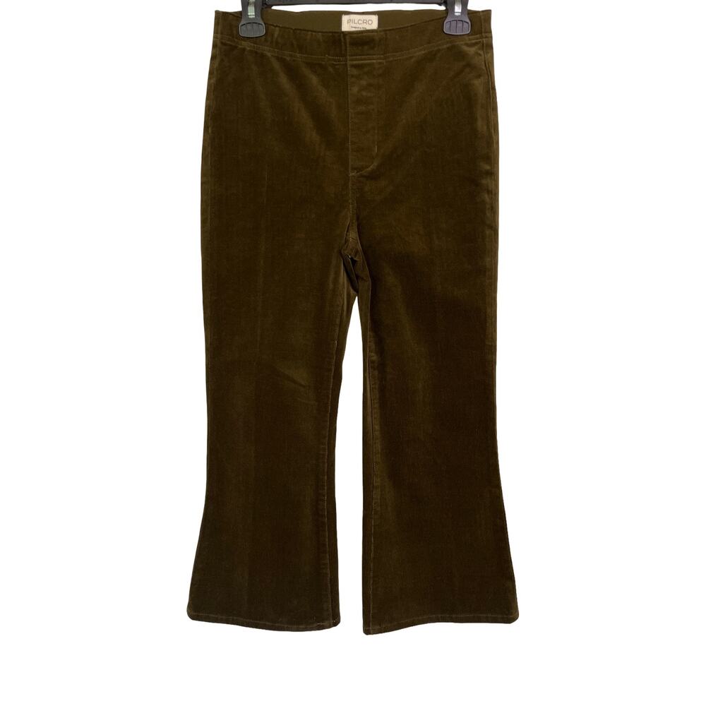 Pilcro Brown Corduroy Flare Cropped Pants Women’s Size S Stretch Cotton Velvet